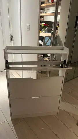 White shoe Rack and plastic Storage Rack
