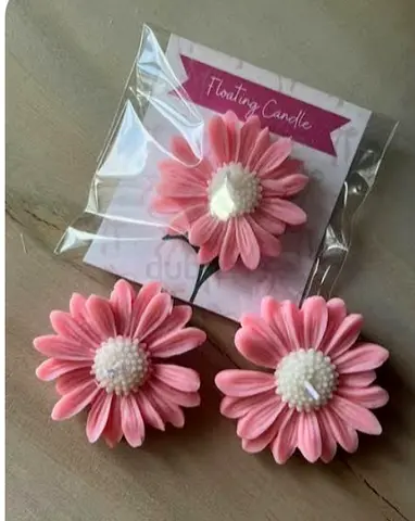 Set of 3 Pink Daisy Floating Candles