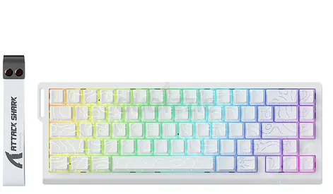 Attack shark x68he - White RGB 60% Mechanical Keyboard - Compact Gaming Keyboard