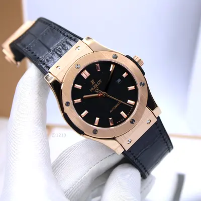 Hublot Classic Fusion-style Rose Gold Automatic Watch with Black Dial