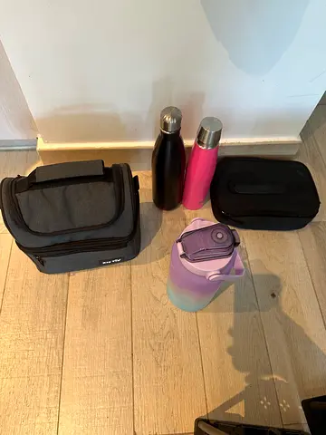 Bundle: 2 Stainless Thermos Bottles, Insulated Water Bottle and 2 Lunch/Storage Bags