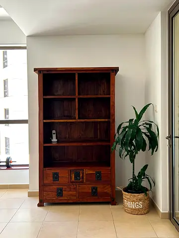 Solid Wood Bookcase / Display Shelf with Drawers
