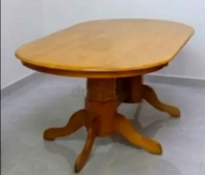 Solid Wood Oval Dining Table - Seats 6, Good Condition