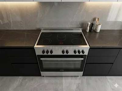 WolfPower 90X60 cm Vitro Ceramic Cooker, 5 Cooking Zones, 98 Liters Electric Oven model WGC9060CERMF