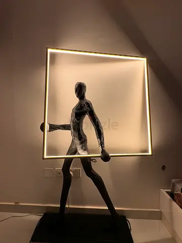 Modern LED Frame Sculpture Lamp with Human Figure