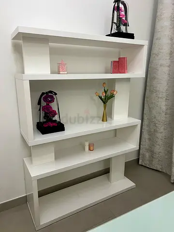 White Modern Display Shelves / Wall Unit - Good Condition