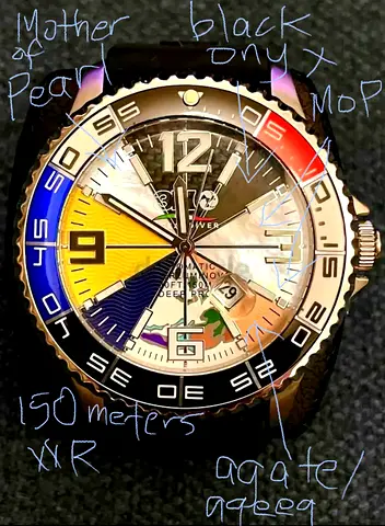 Automatic Dive Watch with Real Gemstones Pearl omega tissot rado longines seiko fossil sveston tumi