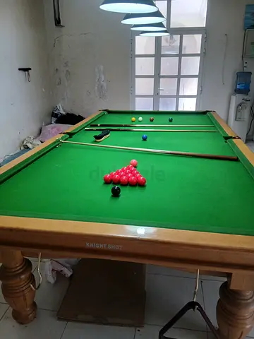 Full-size wooden snooker table with accessories - good condition