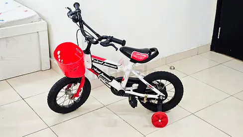 Kids Bicycle_Age:3-4_Excellent Condition_Red, White  Black_AED:99/-