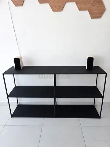 WSliving Black Metal Shelving Unit - 3-Tier Console