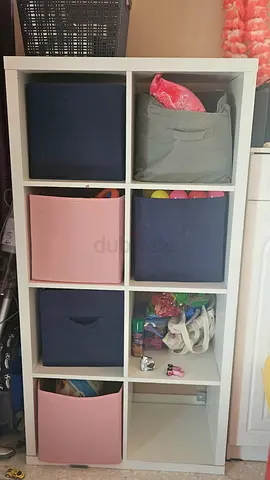 IKEA Kallax 8-Cube Shelving Unit with Fabric Bins - White