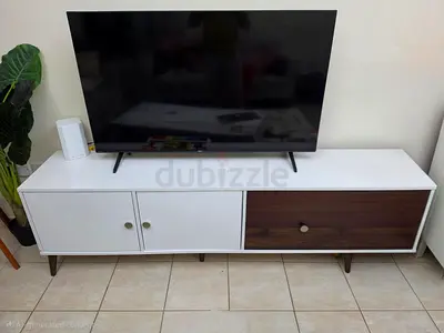 Mid-century TV Console / Entertainment Unit - White  Wood