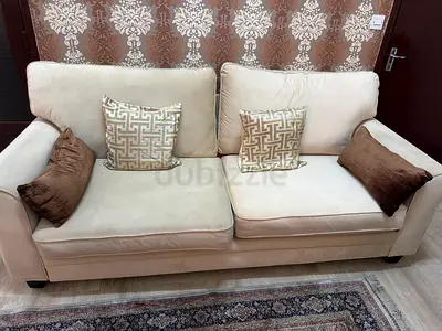 Beige 2-Seater Sofa with Cushions - Good Condition