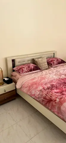 Bed frame, 2 bedside tables, dressing table and wall mirror
