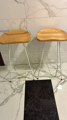 Pair of Modern Wooden Top Bar Stools