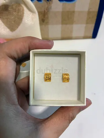 18K Real Gold Geometric Screw Earring