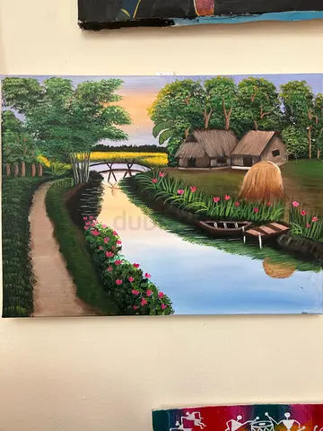 Hand-painted Rural Landscape Oil Painting on Canvas