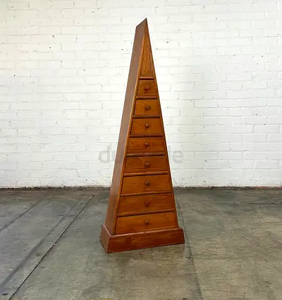 Unique Wooden Pyramid Chest of Drawers