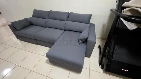Ikea Eskilstuna L shape sofa under storage