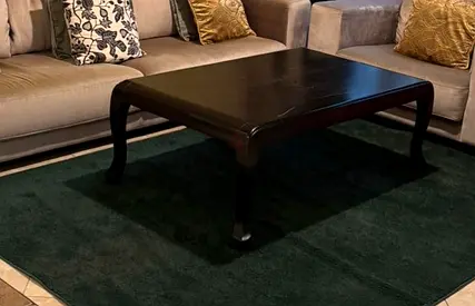 The one Dark solid Wood Low Coffee Table with Curved Legs