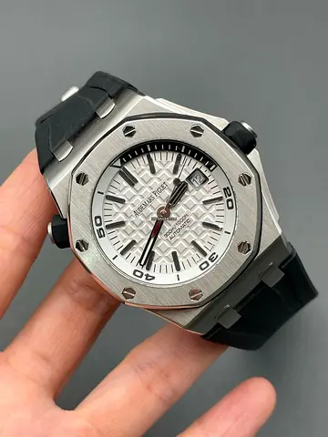 Audemars Piguet Royal Oak Offshore style mens watch - stainless steel, rubber strap