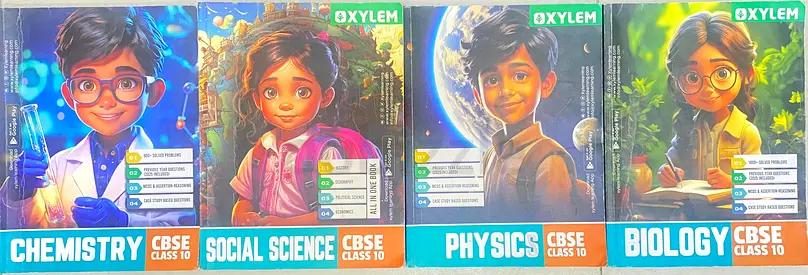 Set of 4 CBSE Class 10 Science Textbooks - Chemistry, Physics, Biology, Social Science (xylem)