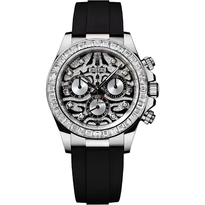 Rolex Daytona Chronograph Diamond Bezel on Rubber Strap