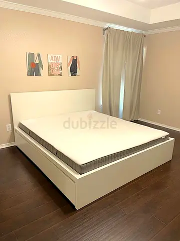 IKEA Malm Queen size bed frame with mattress — good condition