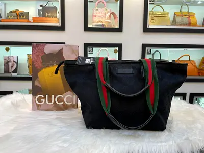 Gucci Black GG Canvas Leather Tote Bag (Authentic/PreOwned)