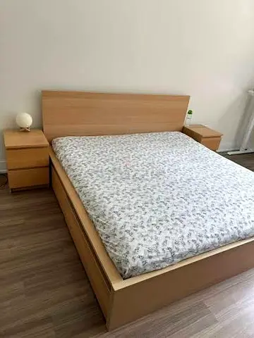 Malam double size bed 140/200cm bed with 2 storage drawers underneath and Ikea mattress