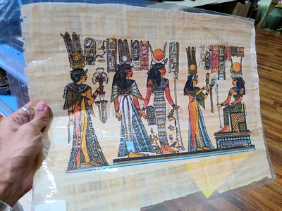 Hand-painted Egyptian Papyrus Artwork — Pharaoh  Women scene 44*33cm
