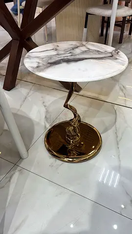 Marble-top gold accent side table