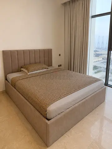 Modern Upholstered King Size Bed with Fluted Headboard