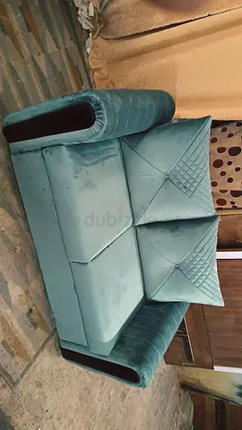Two-seater velvet sofa in teal - good condition