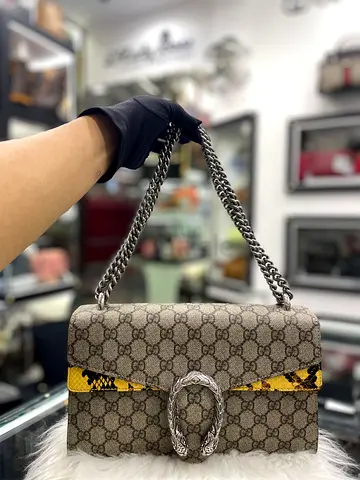 Gucci Dionysus GG Supreme with Python Trim Shoulder Bag (Authentic/PreOwned)