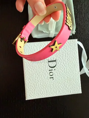 Pink Dior JAdior Leather Bracelet with Star Detail