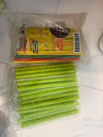 IKEA Pack of Plastic Drinking Straws - New/Sealed (Green + Mixed Colors)