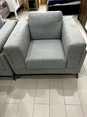 Light Grey Fabric Armchair - Modern Single Seater 2 piece.