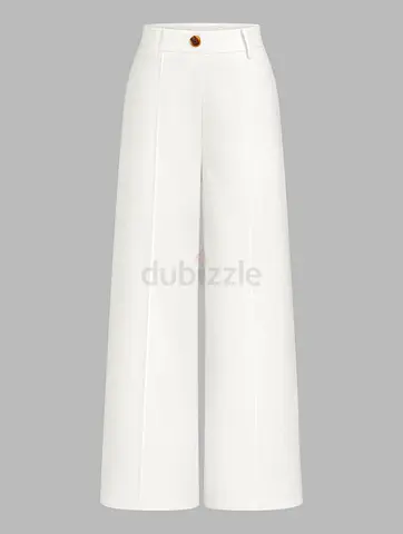 Linen Blend Mid Waist Wide Leg Pants