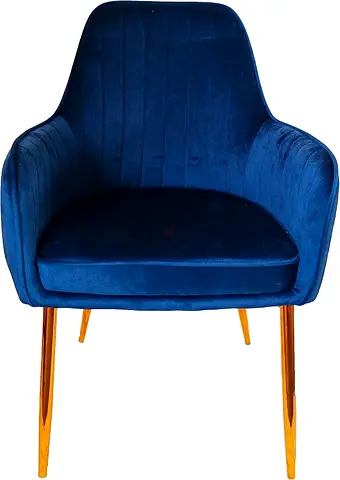 Blue Velvet Accent Chair with Gold Legs