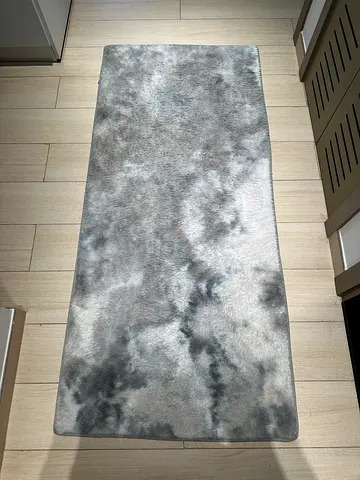 Gray Abstract Runner Rug - Soft, Modern Hallway Rug