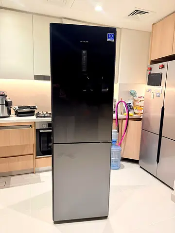 Hitachi black bottom mount digital inverter model refrigerator for sell good working