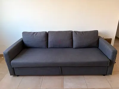 Ikea Grey 3-seater Sofa Bed with Storage - Used