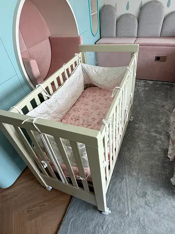 Two Jikel Baby Wooden Cradle / Cot with Mattress  Bumper Set