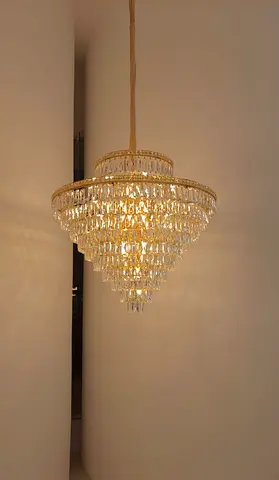 Gold Crystal Tiered Chandelier - Never Used