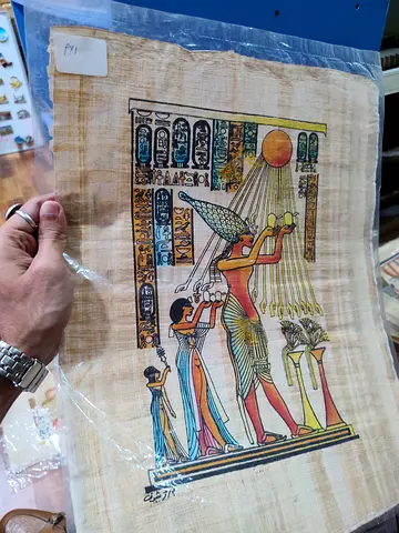 Hand-painted Egyptian Papyrus Art Scroll – Sun Scene 43*33cm