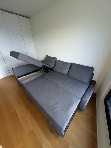 Grey L-Shaped Sofa Bed with Built-in Storage