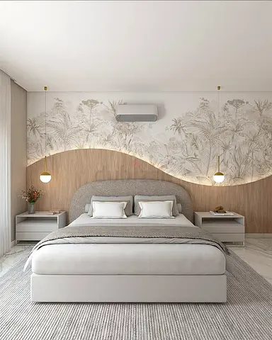 Modern Upholstered Bed Set with Matching Nightstands