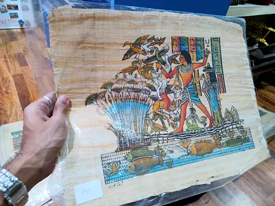 Hand-painted Egyptian Papyrus Artwork - Vintage Scene 44*33cm
