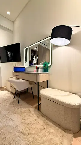 Modern dressing table with bench and mirror - elegant full set